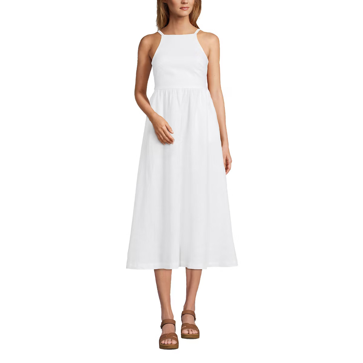 Lands' End Women's Linen Sleeveless Midi Dress - Small - Soft Blue Linen | Target