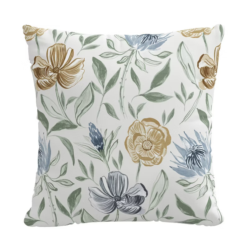 18"x18" Polyester Garden Floral Square Throw Pillow Sage - Skyline Furniture | Target