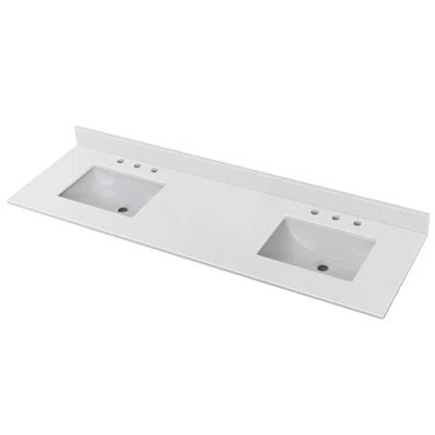 72"Quartz Stone Bathroom Vanity Top with Two Sinks | Wayfair North America