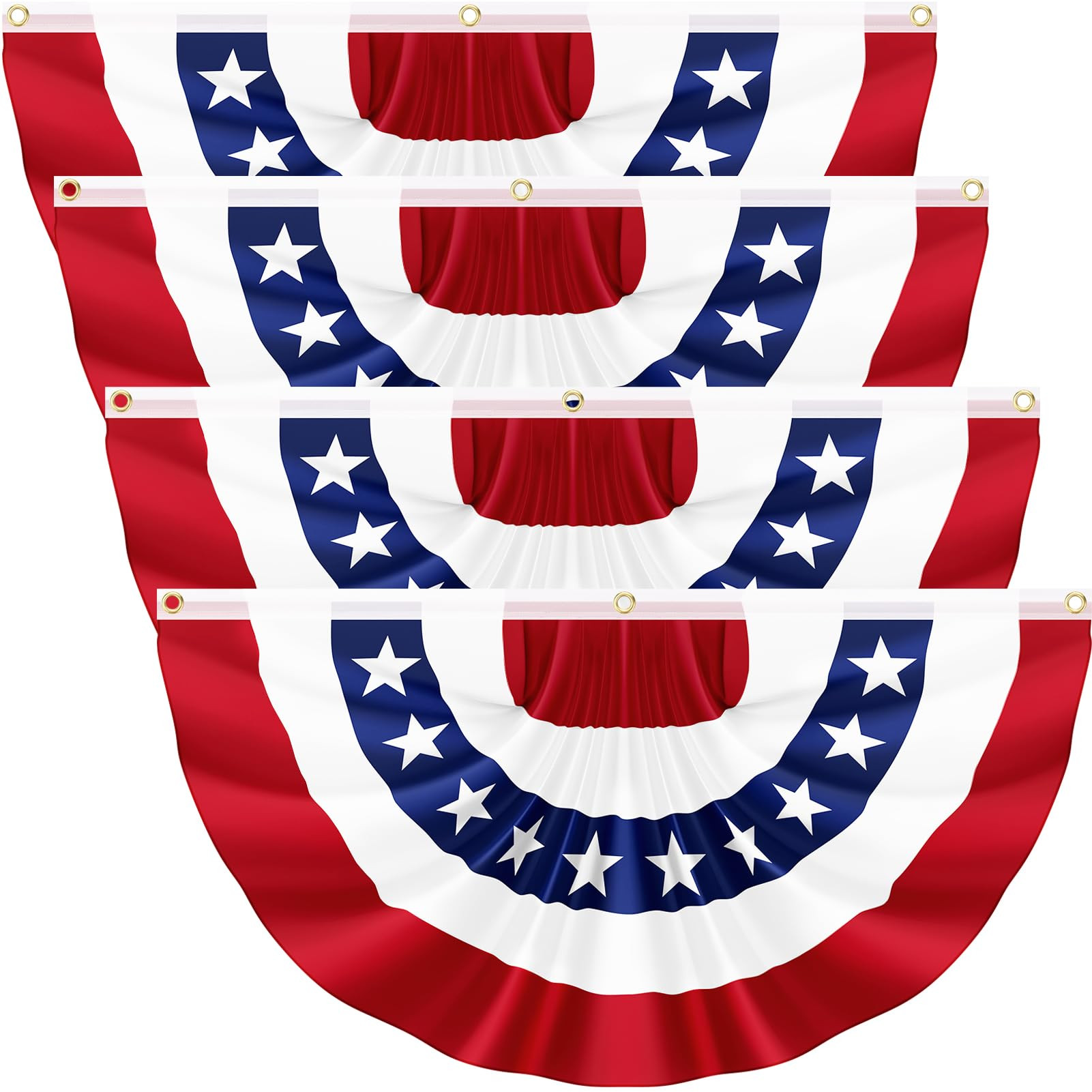 4Pack 3x6 FT American Pleated Fan Flag, USA Patriotic Half Fan Bunting Flag, 4th of July Decorati... | Amazon (US)