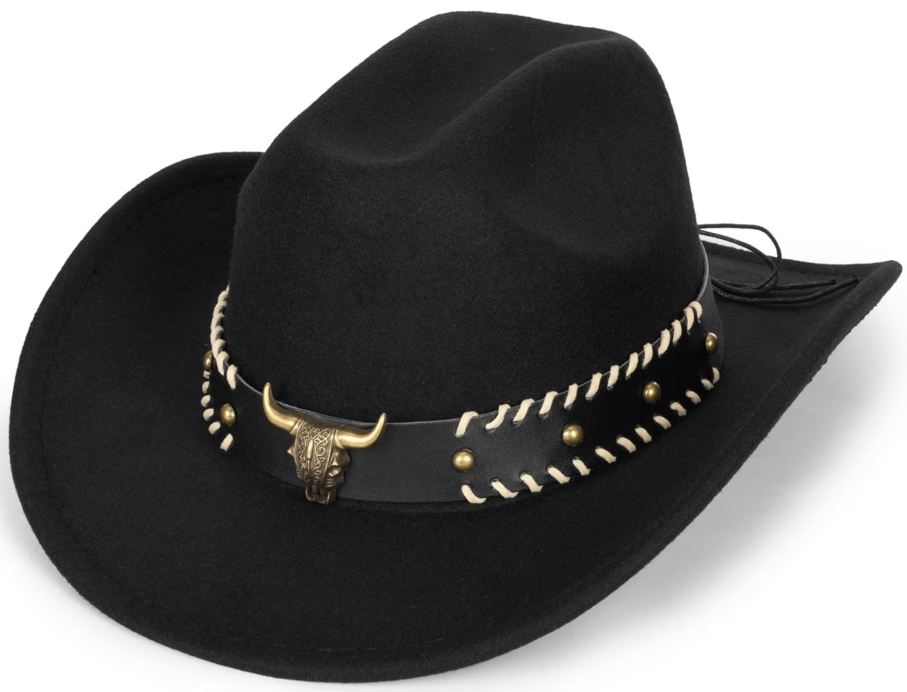INOGIH Classic Black Western Felt Roll-Up-Brim Cowboy-Hat for Women Men - Bling Cowgirl-Hat Felt ... | Amazon (US)