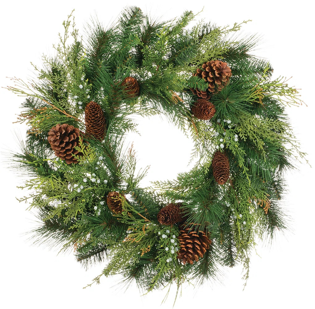 The Holiday Aisle® Leatham 24" Artificial Mixed Pine Wreath & Reviews | Wayfair | Wayfair North America