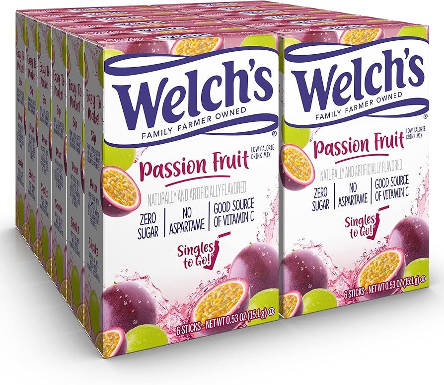 Welch's Singles To Go Water Drink Mix - Passion Fruit Powder Sticks (12 Boxes with 6 Packets Each... | Amazon (US)