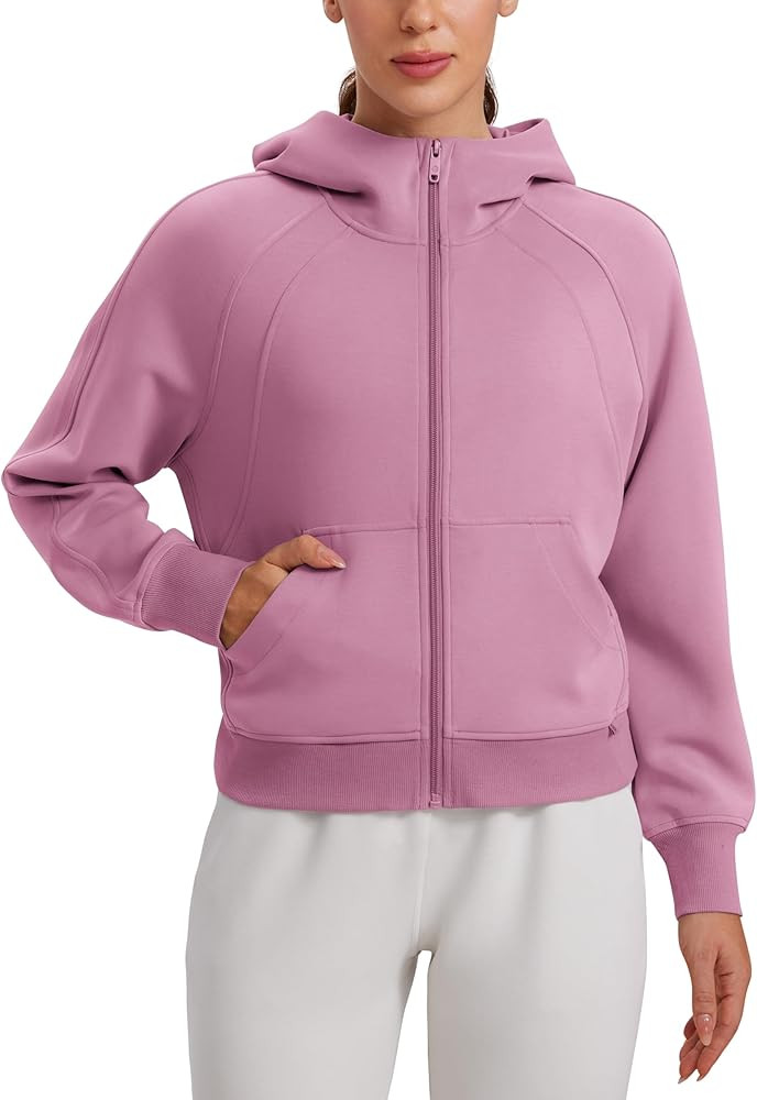 CRZ YOGA Womens SoftAura Full Zip Up Hoodie Workout Casual Hooded Sweatshirt Long Sleeve Athletic... | Amazon (US)