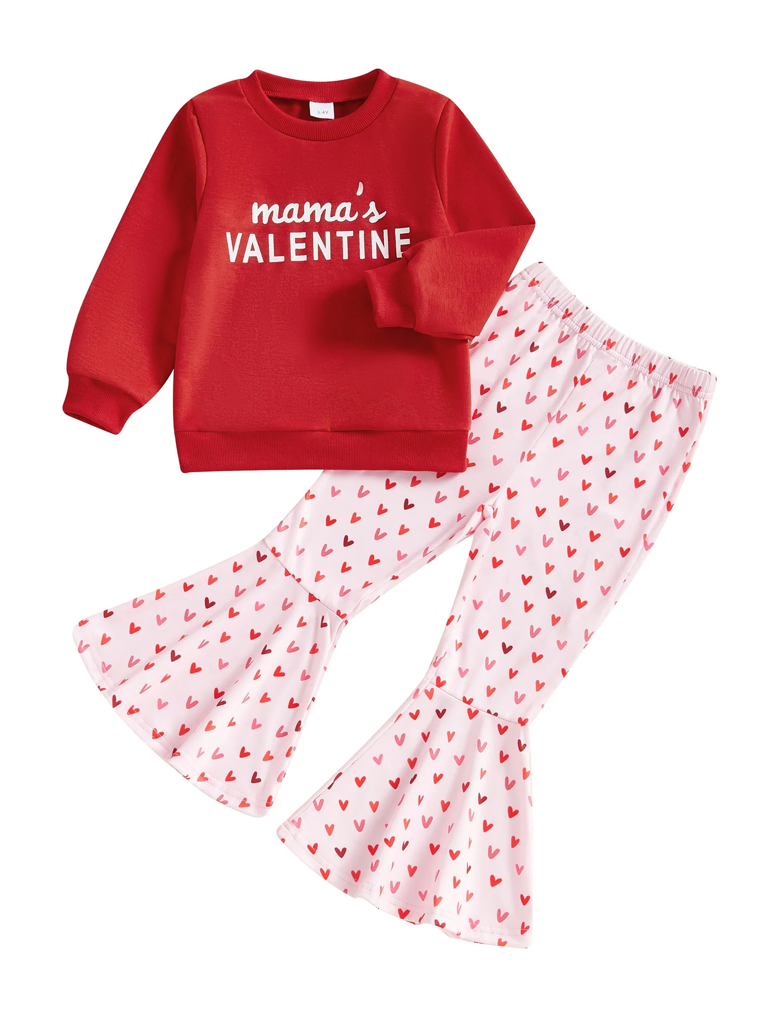 Kids Little Girls Valentine's Day Clothing Sets 3 4 5 6 7 Years Letter Long Sleeve Sweatshirt Hea... | Walmart (US)