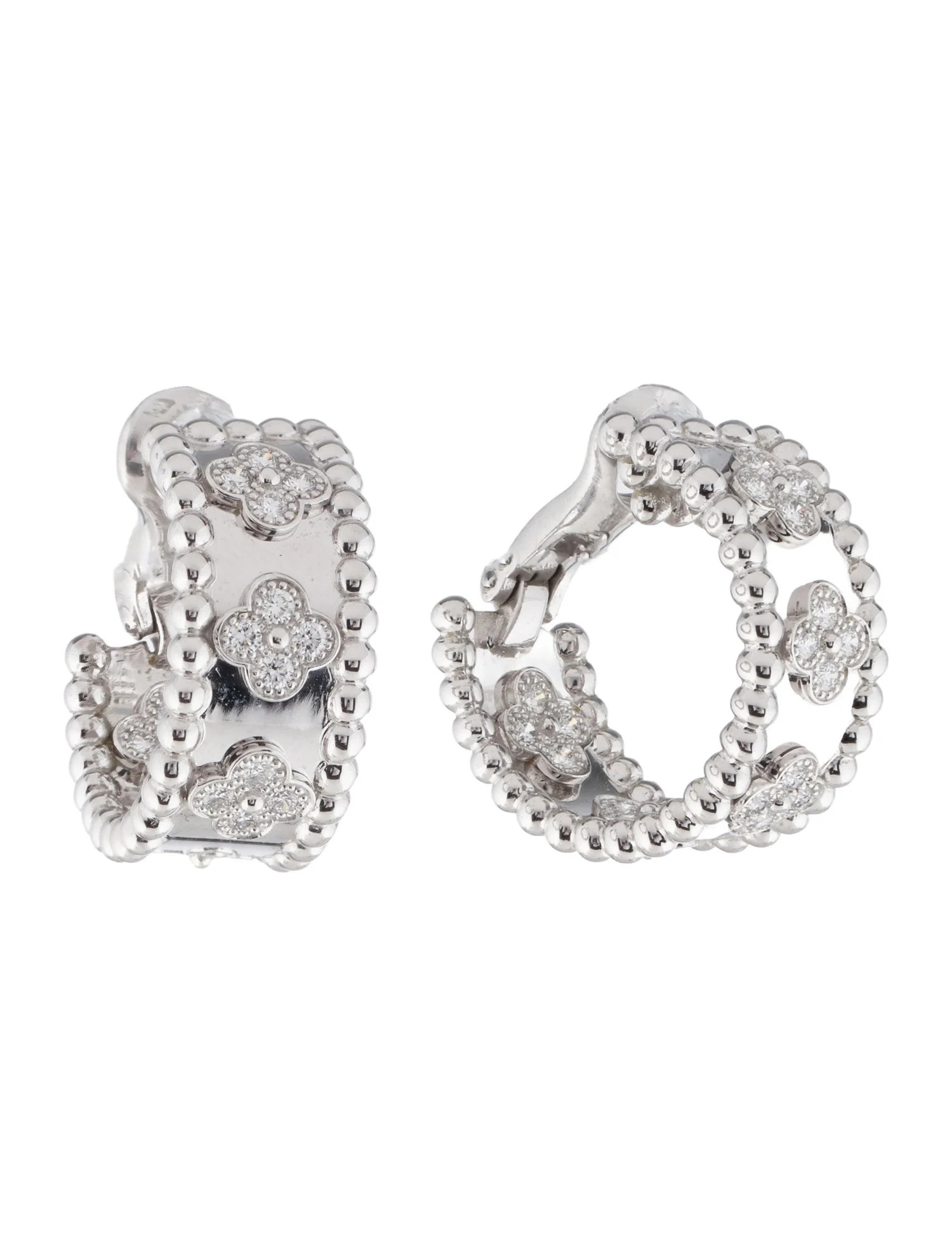 Van Cleef & Arpels Perlée Clover Hoop Earrings - Earclip, Earrings - VAC41390 | The RealReal | The RealReal