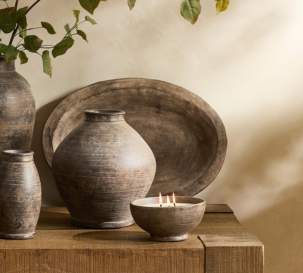 Rustic Brown Candle - Bergamot Cypress | Pottery Barn (US)