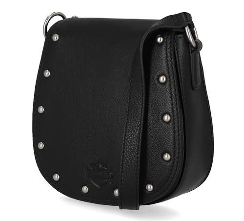 Harley Davidson Vintage Rivet Leather Crossbody Purse Shoulder Bag, Black | Amazon (US)