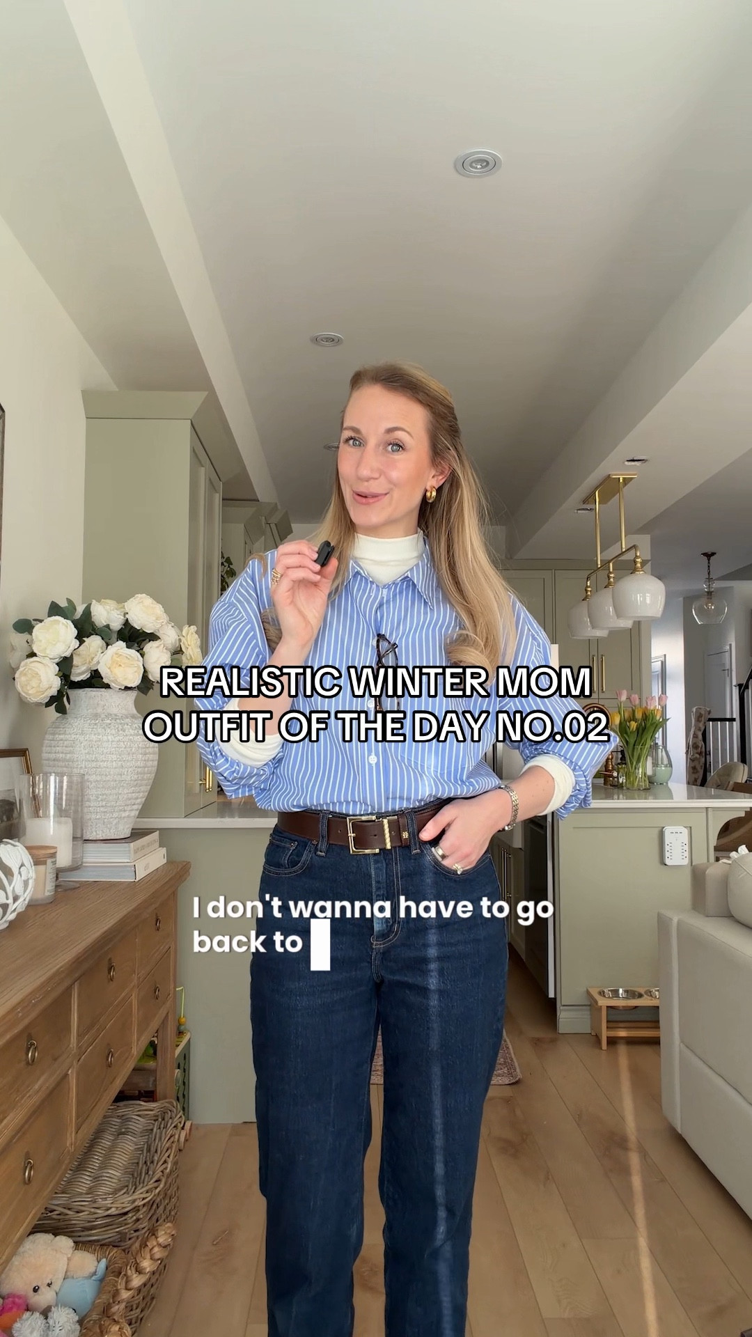 Realistic Mom on Duty Outfit of the Day 🤍 Layers for the cold weather and something a little more sophisticated than my usual leggings and a long knit. The denim jeans I have on repeat from Aritzia (size 27) and the layering technique I totally forgot about. Turtleneck under a shirt is going to be my new go-to for the rest of winter. It makes your outfit look so much more interesting, brings the warmth and with the shirt, has an elegant feel. The Demellier Vancouver is the BEST bag to grab for every single season. This bag is going to work so hard in your wardrobe if you go for it! Today we’re hanging out at home and trying to get some work done so this is the perfect outfit. 

#LTKwinter #LTKcanada #LTKstyletip