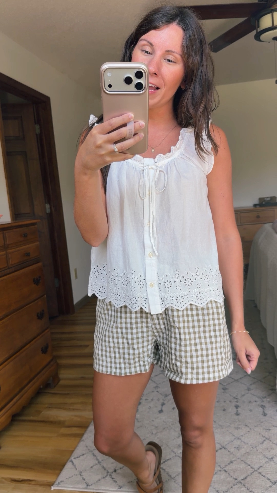 xs in my top (white is selling out so I also linked similar tops. It also comes in green and black). My green gingham boxer shorts are size xs. My sandals are size 6.

#LTKPetite #LTKSeasonal #LTKootd