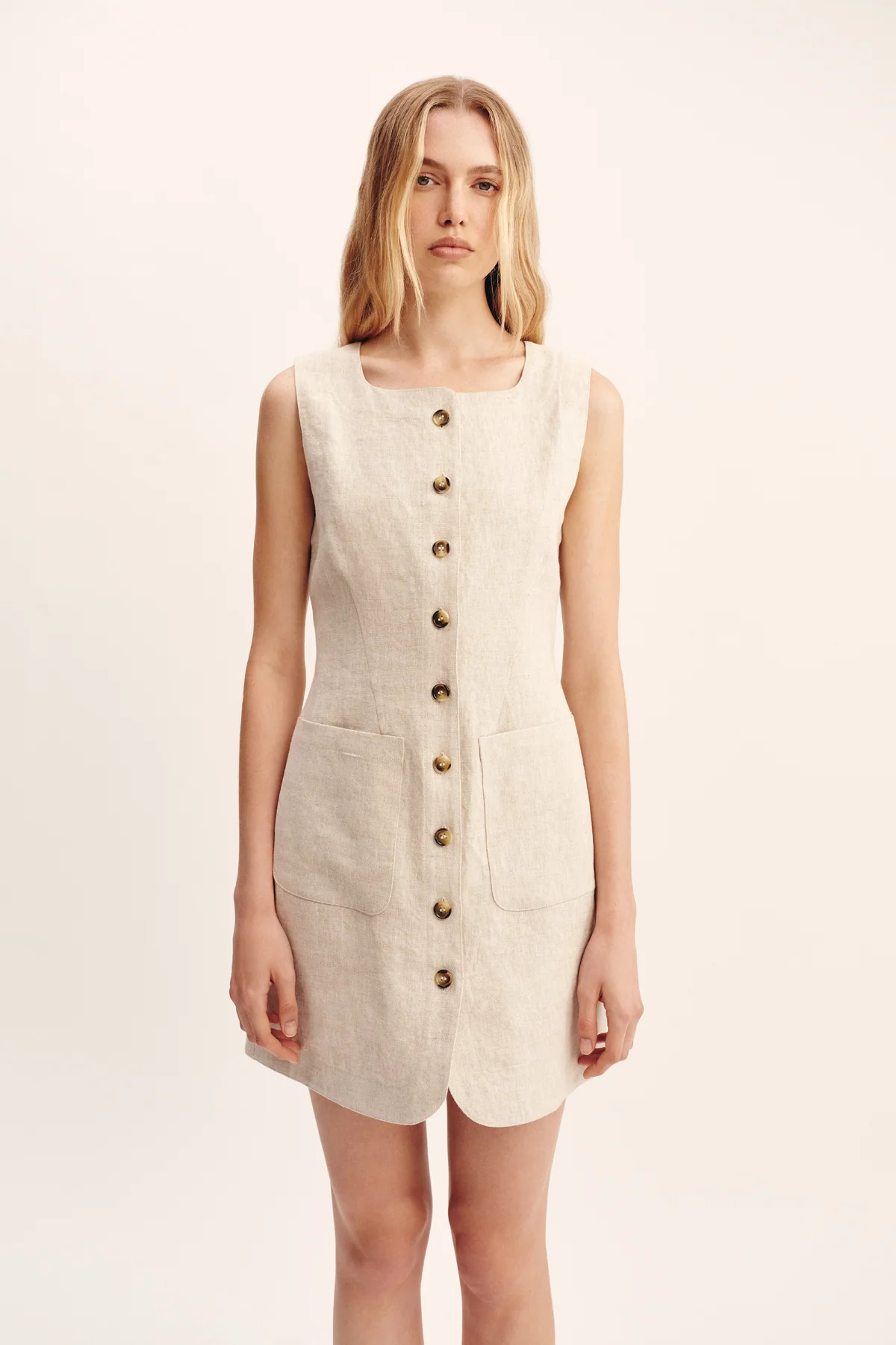 EMMA BUTTON DOWN DRESS - NATURAL | POSSE (US)