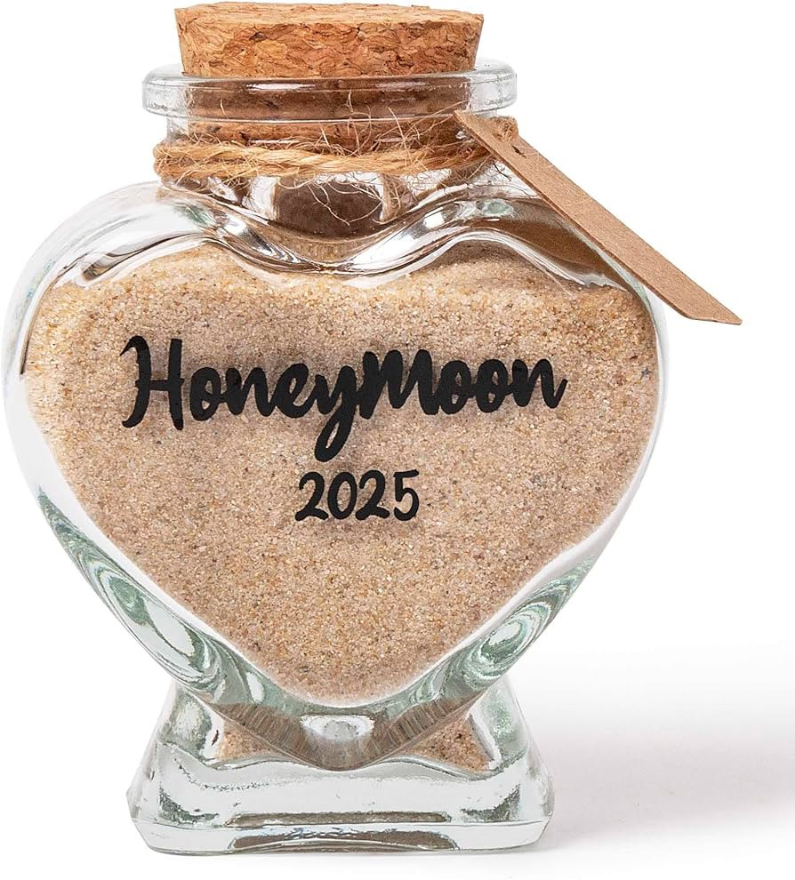Honeymoon Sand Keepsake Jar 2025，Bridal Shower Gift, Wedding Gift, Engagement Gift, Honeymoon Gift, Travel Gift for Couples, Newlywed, Fiance(Gift Box Includes) - 40ml Glass | Amazon (US)