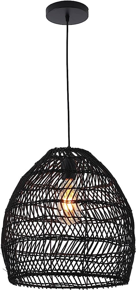 Aeyee Bamboo Pendant Light Fixture Boho Style 1 Lights Rattan Pendant Lamp Woven Hanging Light fo... | Amazon (US)