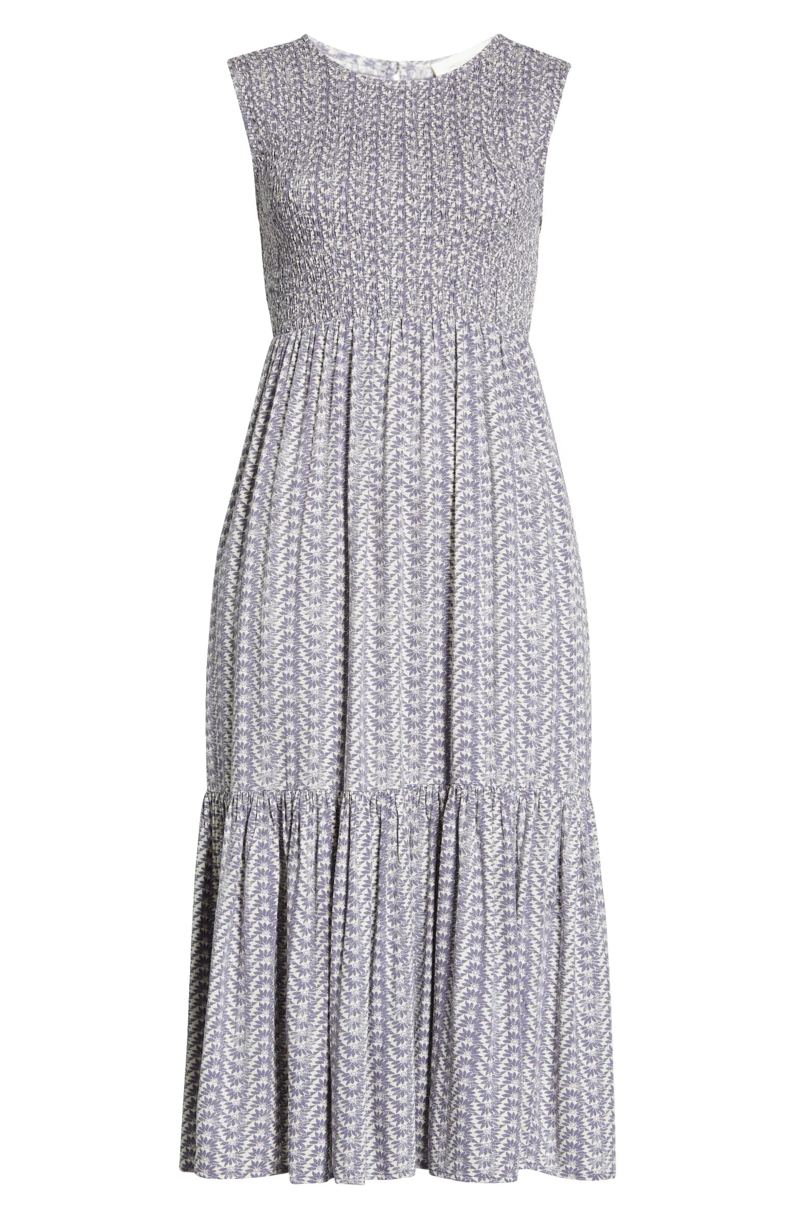 Smocked Sleeveless Midi Dress | Nordstrom