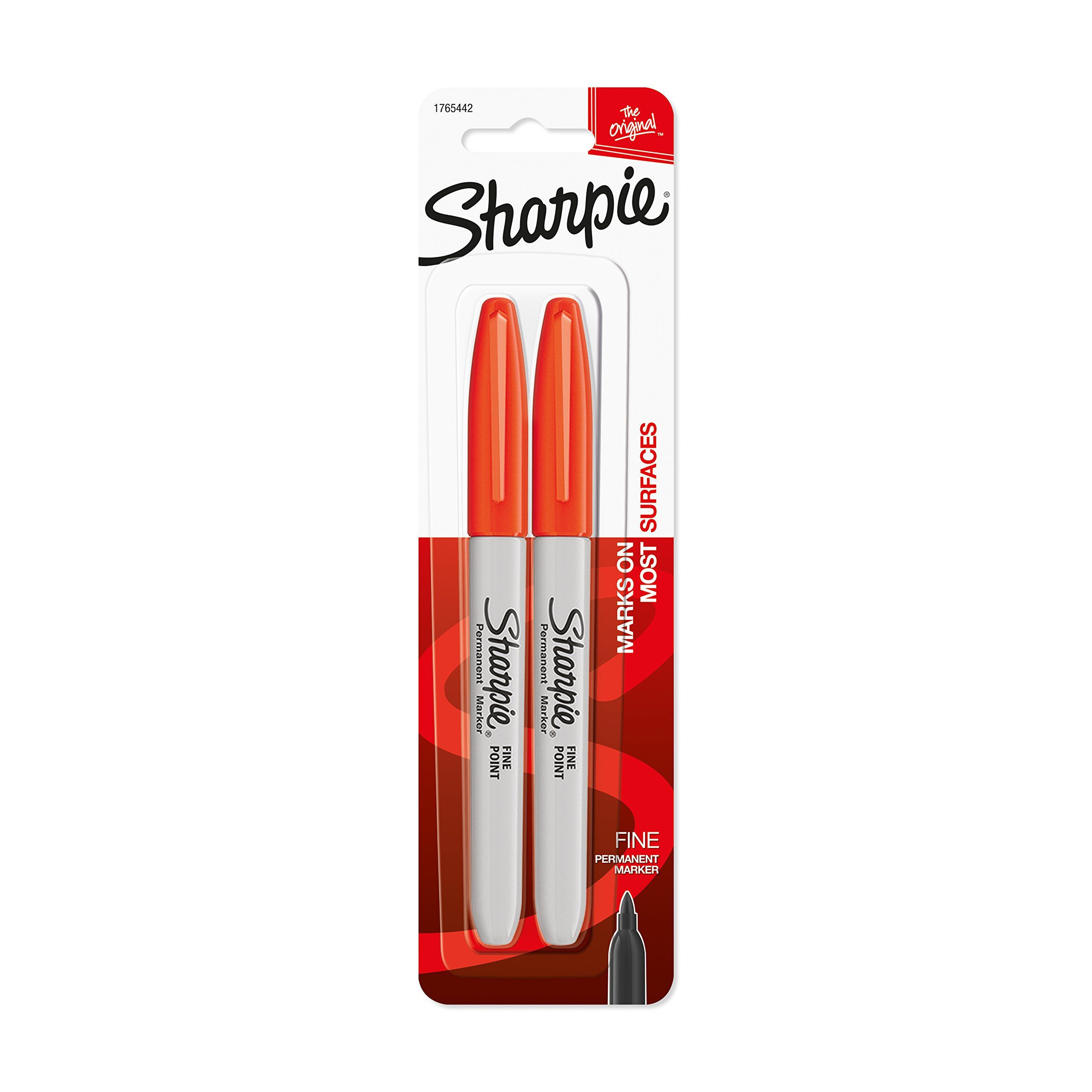 Sharpie Permanent Markers, Fine Point, Orange, 2 Count | Amazon (US)