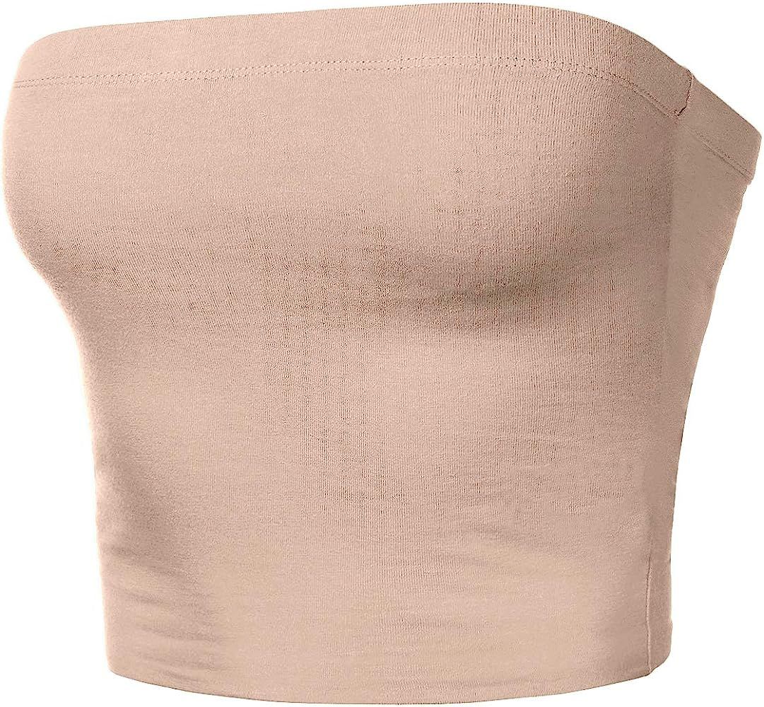 Women's Tube Crop Tops Strapless Cute Sexy Cotton Tops | Amazon (US)