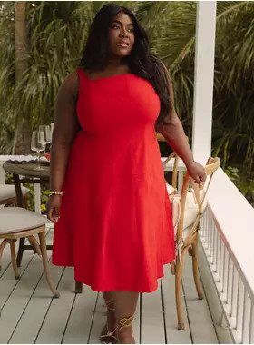 Belle Isle Fit & Flare Tea Length Dress | Torrid (US & Canada)