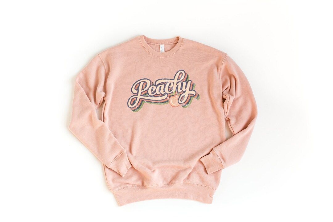 Retro Peachy Unisex Drop Shoulder Fleece Sweatshirt - Etsy | Etsy (US)