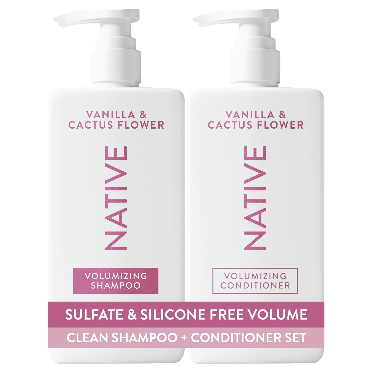 Native Vanilla & Cactus Flower Shampoo and Conditioner Contain Naturally Derived Ingredients |All Hair Type Color & Treated, Fine to Dry Damaged, Sulfate & Dye Free - 2-Pack | Amazon (US)