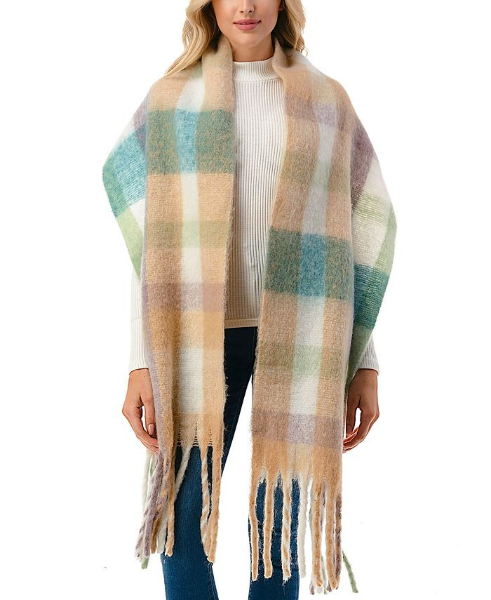 Marcus Adler Women's Plaid Fringe Scarf & Reviews - Hats, Gloves & Scarves - Handbags & Accessori... | Macys (US)