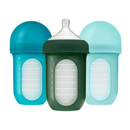 Boon NURSH Silicone Baby Feeding Bottles Blue Multi Pack 8 Oz 3 Pk | Walmart (US)