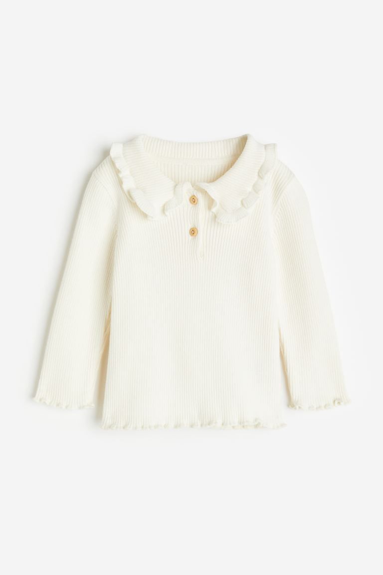 Sweater with Flounced Collar - Cream - Kids | H&M US | H&M (US + CA)
