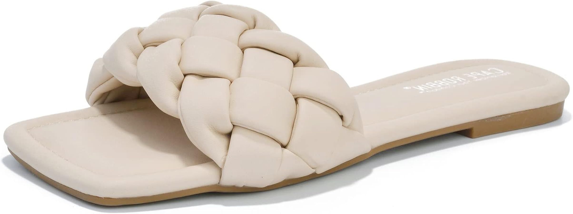 Cape Robbin Vagabond Sandals Women - Square Toe Sandals - Flat Braided Sandals for Women - Woven ... | Amazon (US)