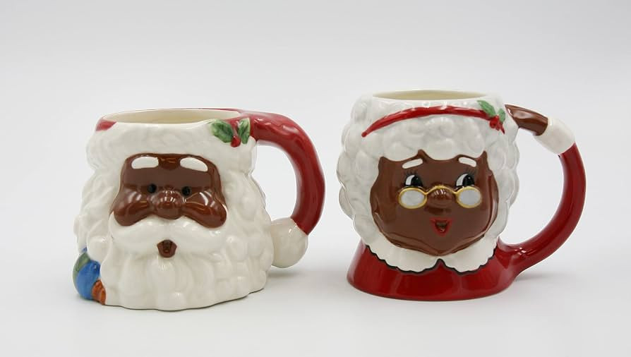Fine Ceramic Christmas Holidays African American Mr. & Mrs. Santa Claus Mug Set of 2 (2 Pieces Se... | Amazon (US)