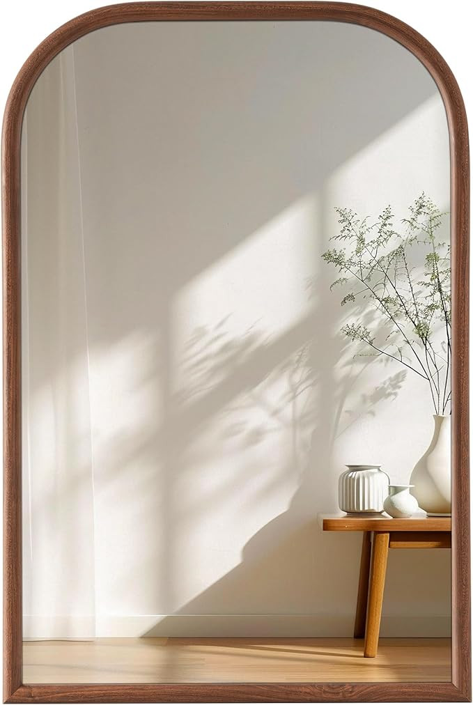 20"x30" Arch Wall Mirror for Wall, Wall Mounted Vanity Mirror for Bedroom, Wood Grain Finish Fram... | Amazon (US)