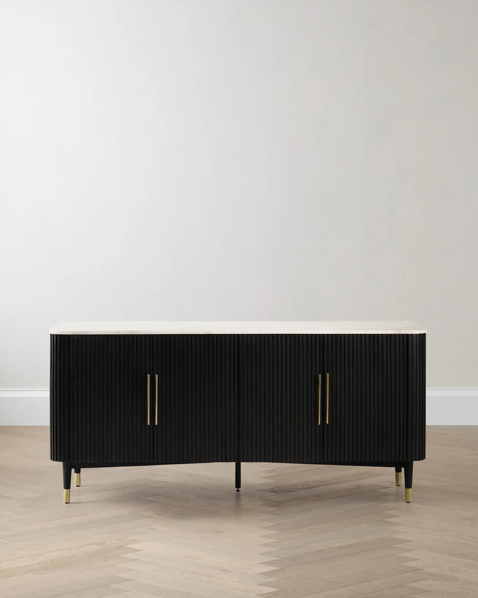 Ribbed Oak and Marble Sideboard in Cream/Black | Quince