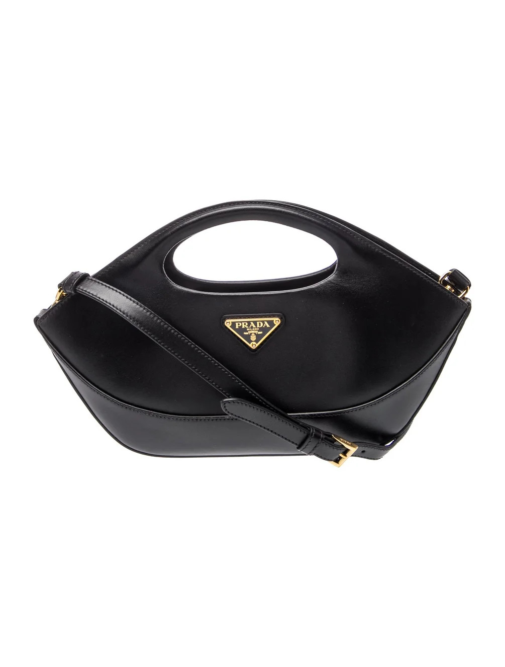 Enameled Metal Triangle City Calf Leather Handle Bag | The RealReal