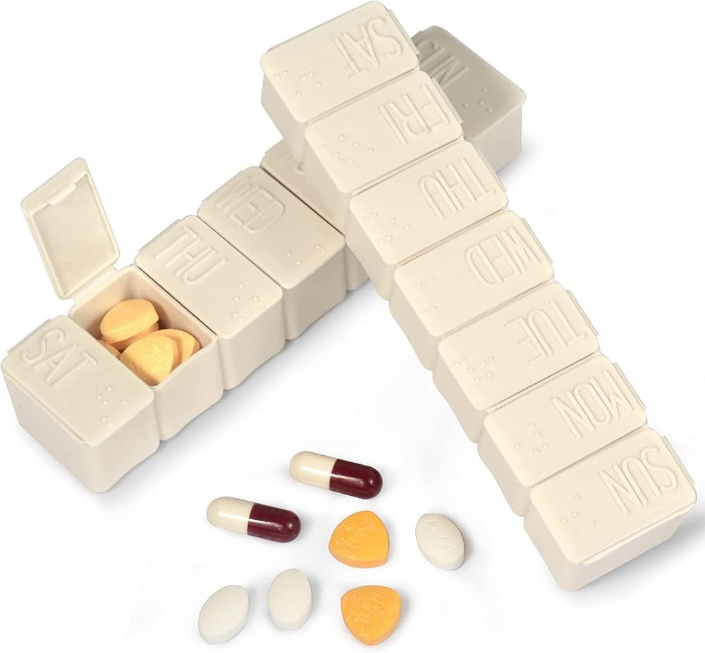 Pill Organizer-Pill Boxes for Travel, 7 Day with Braille Pill case Vitamins Fish Oil Supplements,... | Amazon (US)