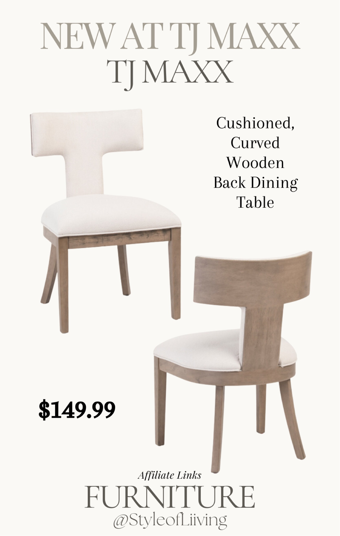 New at TJ Maxx, cushioned curved wooden back dining table. $149.99 #diningroom #furnituree

#LTKStyleTip #LTKFamily #LTKHome