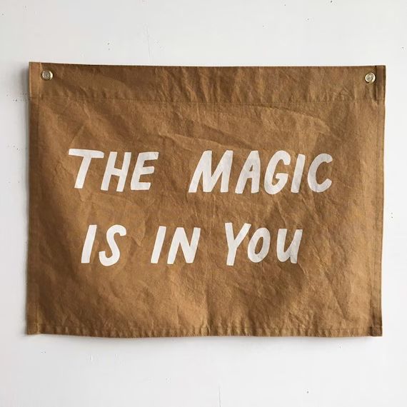 MAGIC Flag / OCHRE silkscreen affirmation wall hanging, canvas wall flag, handmade, heirloom, vin... | Etsy (US)