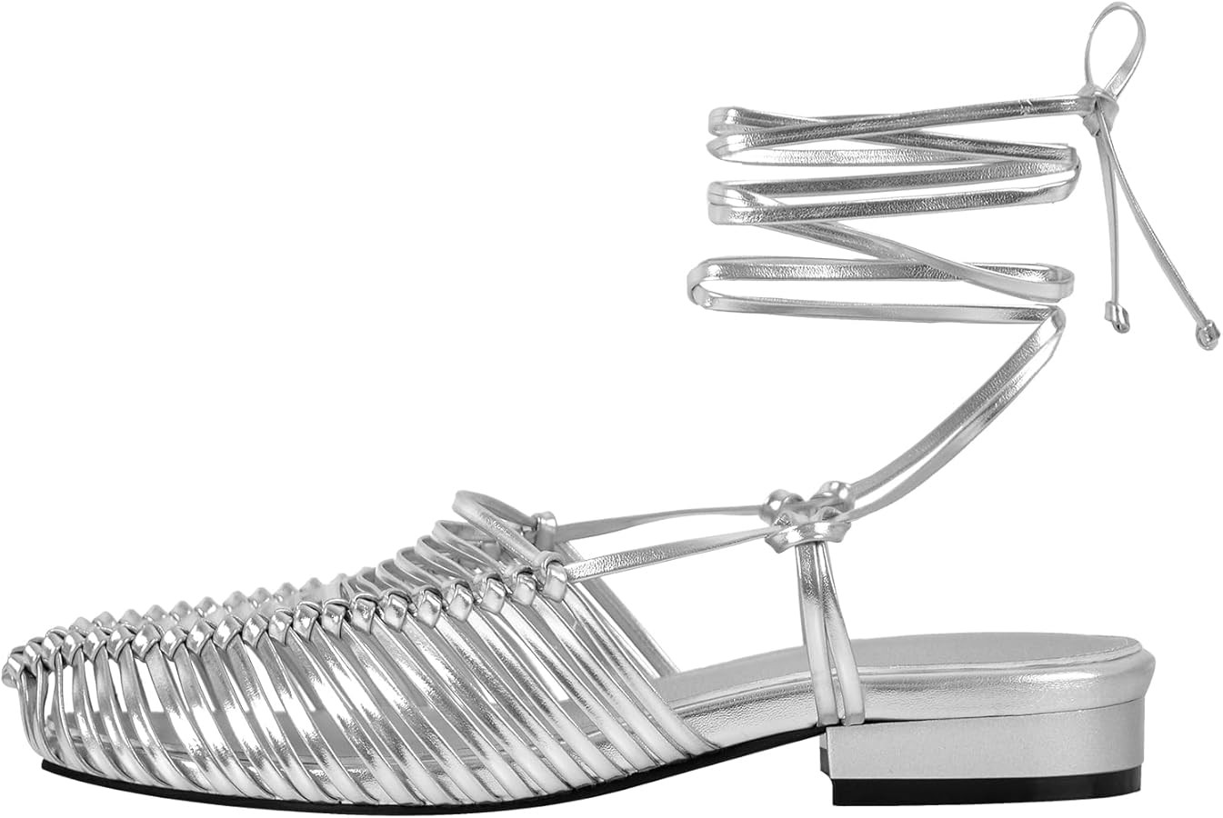 Women’s Woven Flat Sandals Strappy Lace Up Closed Toe Summer Shoes Comfortable Slip On Gladiato... | Amazon (US)