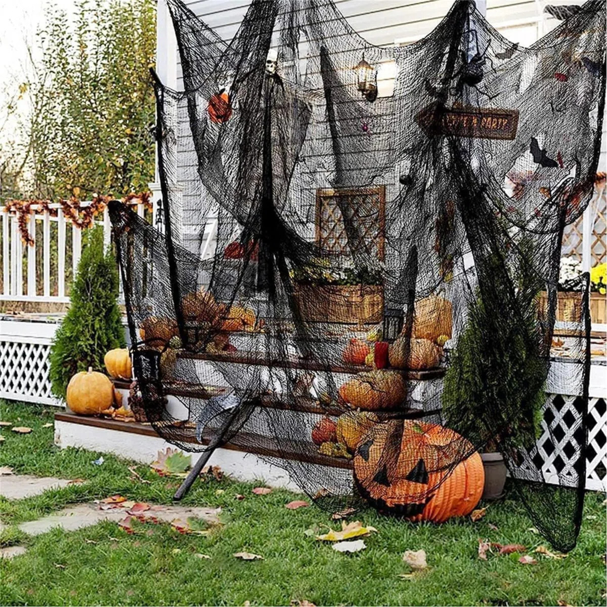 Set Of 5 Halloween Creepy Cloth Decoration, Black Scary Halloween Gauze Cloth Decor (72 X 30 In),... | Wayfair North America