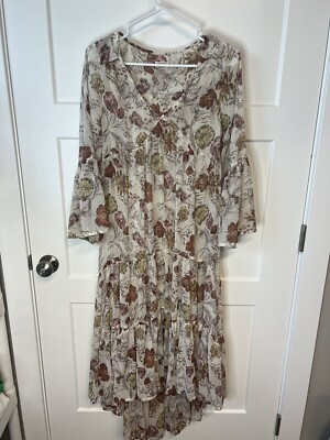 Mossimo floral Boho Hippie Long high low Maxi Dress tiered Flowy Dress Small | eBay US