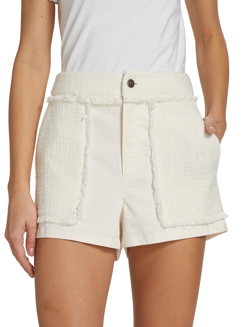 Jones Frayed Tweed & Stretch Cotton Shorts | Saks Fifth Avenue