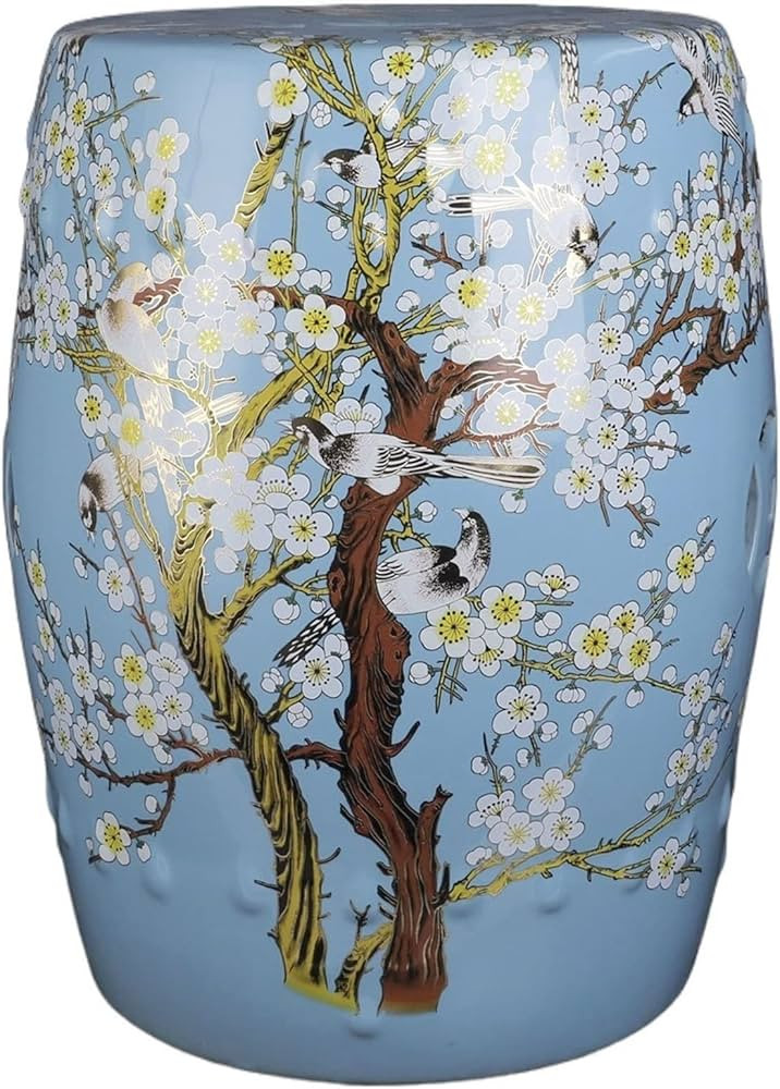 Decorative Ceramic Garden Stool, Glazed Hand-Painted Flower and Bird Shoe Changing Stool Drum Sto... | Amazon (US)