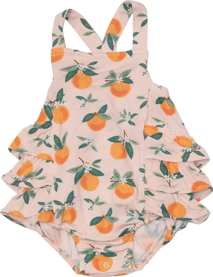 Orange Blossoms Ruffle Organic Cotton Muslin Romper | Nordstrom