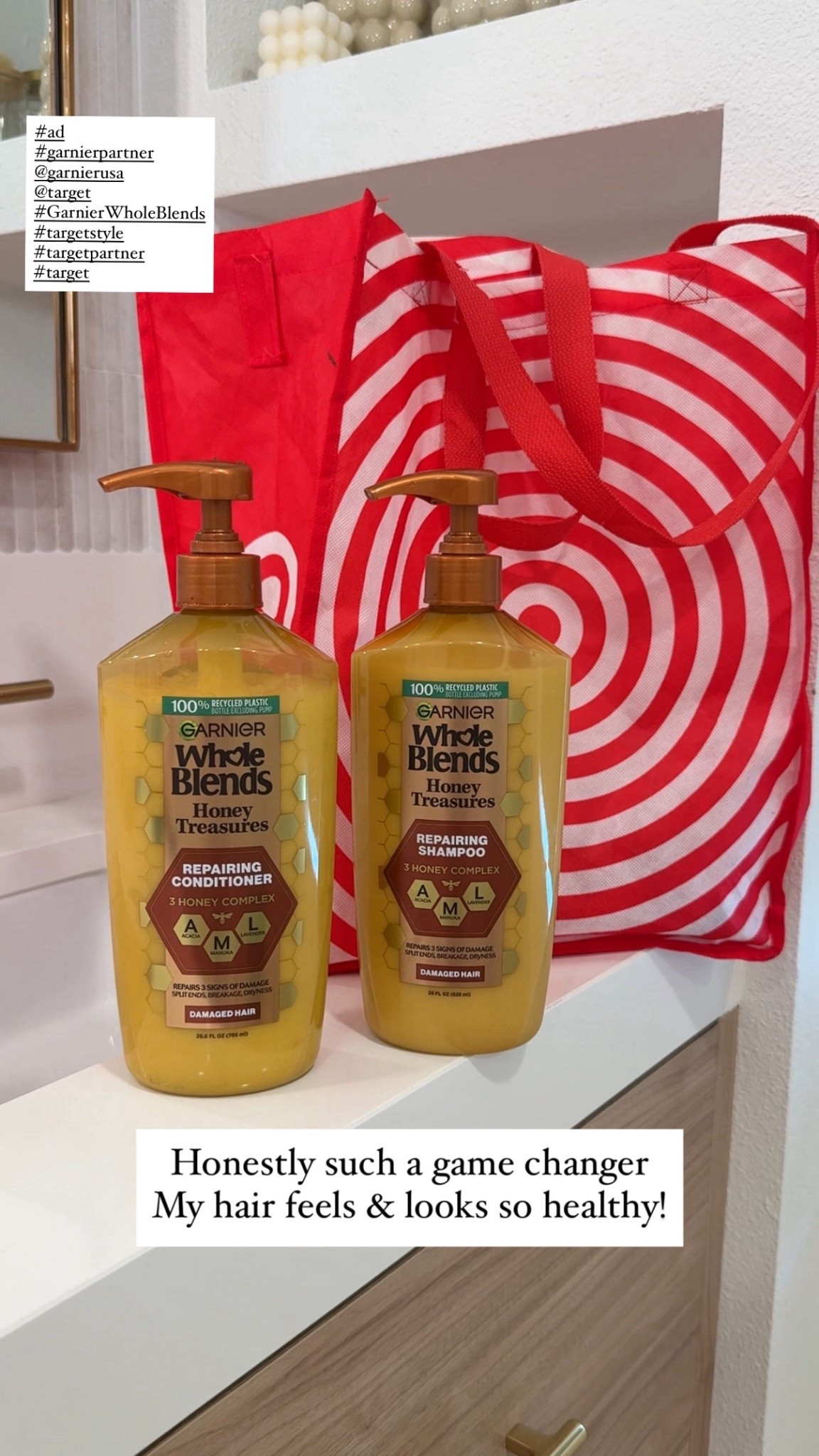 #ad I used to think that more expensive meant I would get better results. After researching online I made the switch over to the @garnierusa Whole Blends Honey Treasures Line. I’m so happy to say I’ve seen better results with a more inexpensive product than all the expensive treatments I’ve done before. My hair feels so much stronger and healthier! Also love how easy it is to pick up @target #targetpartner #garnierpartner #GarnierWholeBlends #targetstyle

#LTKBeauty #LTKFallSale #LTKStyleTip