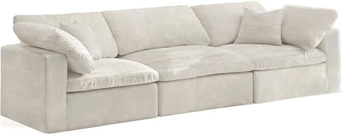 Meridian Furniture 634Cream-S119 Cozy Collection Contemporary Fiber Filled Comfort Overstuffed Ve... | Amazon (US)