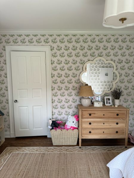 I just love how this little room came together. This unfinished wood dresser is so beautiful in person - but note that the drawers are tiny. It works for us since my kids are so little and we have decent closet space. 

The rug is very flat but when paired with a thick rug pad, feels soft underfoot. 

#LTKkids #LTKhome #LTKfamily