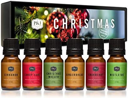 P&J Fragrance Oil Christmas Set | Christmas Wreath, Mistletoe, Candy Cane, Gingerbread, Cinnamon,... | Amazon (US)