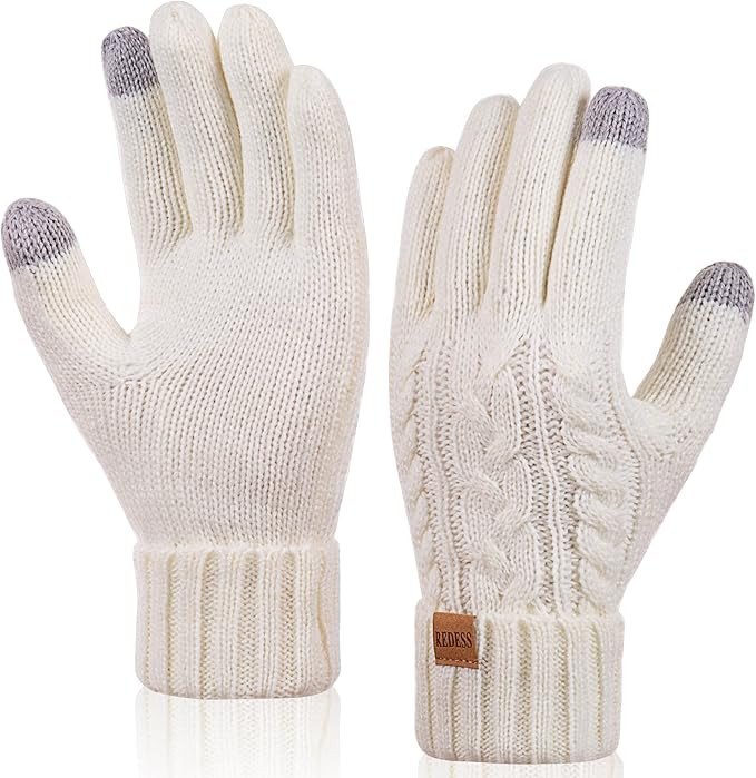 REDESS Winter Gloves for Women Thermal Warm Knit Fleece Lined Touchscreen Texting Gloves for Cold... | Amazon (US)
