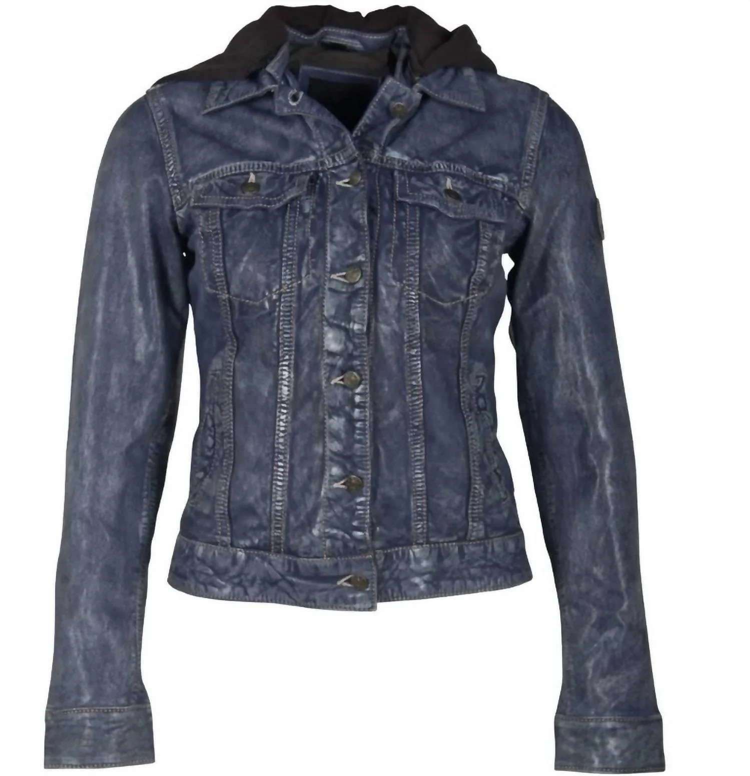 Jenny Leather Jacket In Blue | Shop Simon