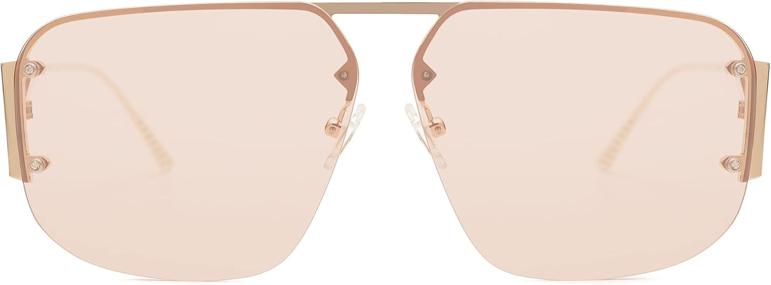 SOJOS Trendy Aviator Sunglasses Mens Womens Retro Metal Rimless Frame Shades Lentes De Sol Para Mujer SJ1192 Brown | Amazon (US)