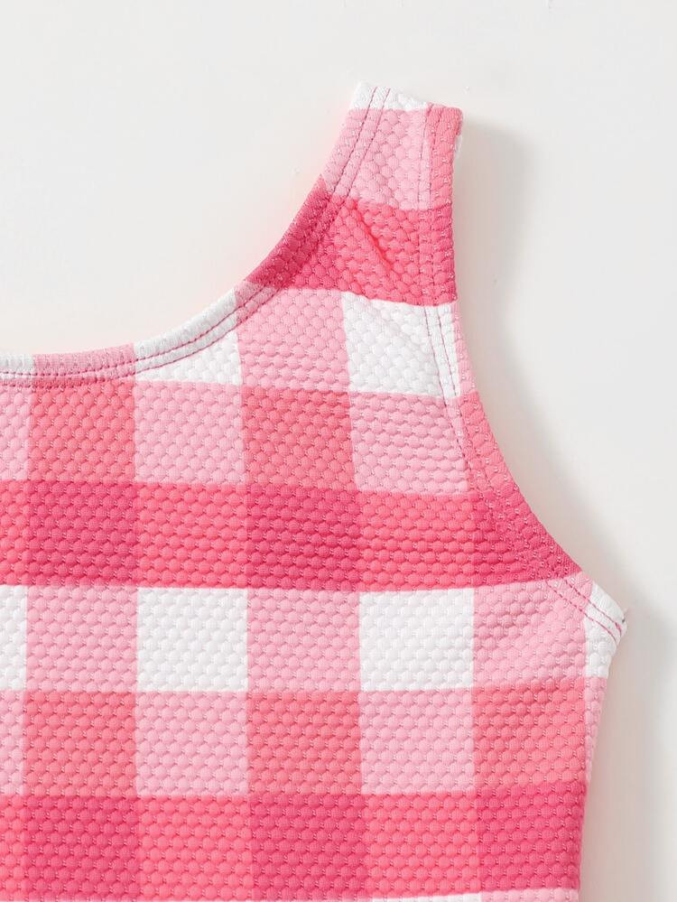 Toddler Girls Textured Plaid One Piece Swimsuit | SHEIN