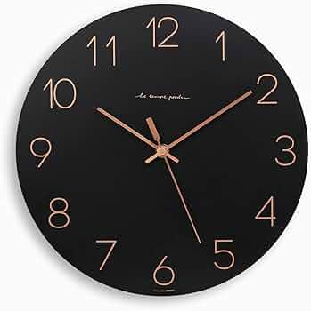 mooas Flatwood Wall Clock Black, 12” Wall Clock, Non-Ticking Silent Decorative Clock, Battery O... | Amazon (US)