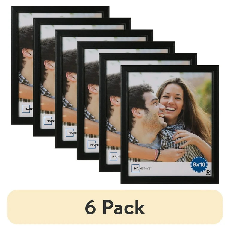 (6 pack) Mainstays 8x10 Step Black Basic Tabletop Picture Frame | Walmart (US)